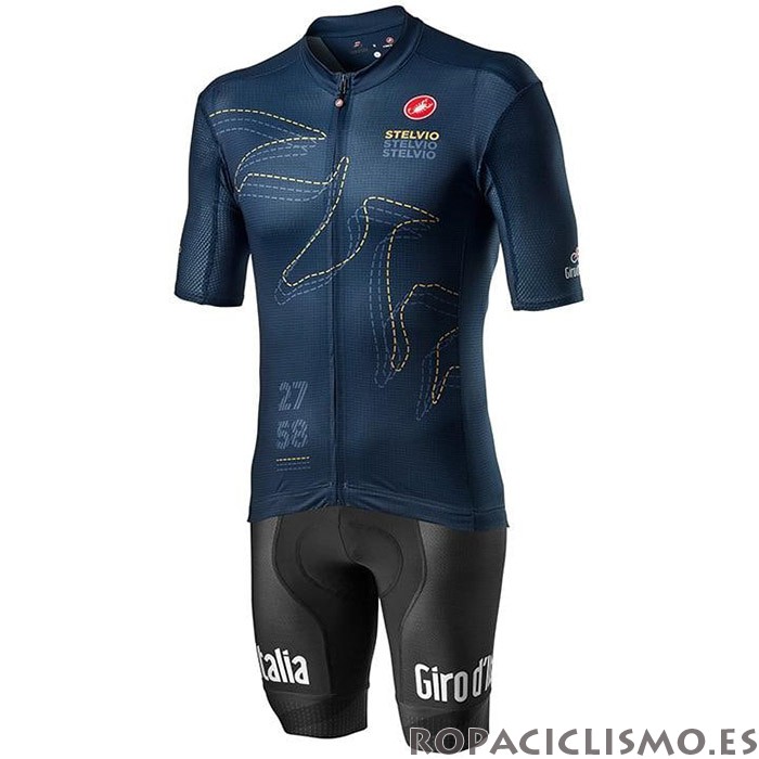 2020 Maillot Giro d'Italia Tirantes Mangas Cortas Apagado Azul